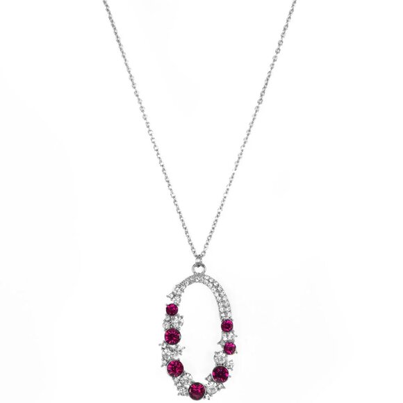 Sparkling Rhinestone Hoop Pendant Necklace - Picture 2 of 4